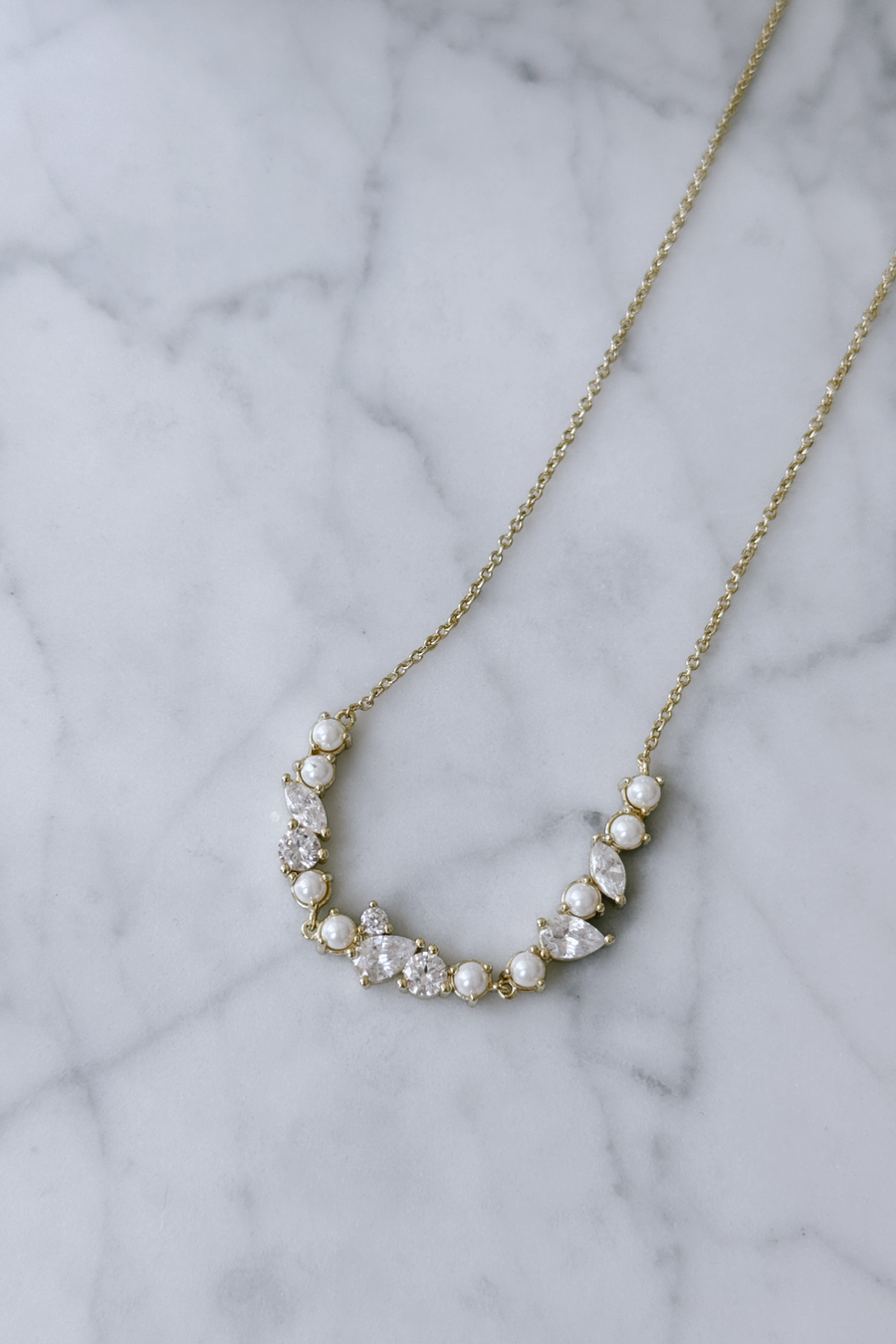 Cleo Pearl and Crystal Necklace