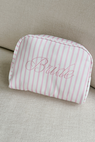 Bride Striped Cosmetic Bag - Pink