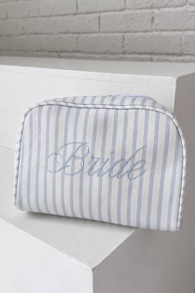 Bride Striped Cosmetic Bag - Blue