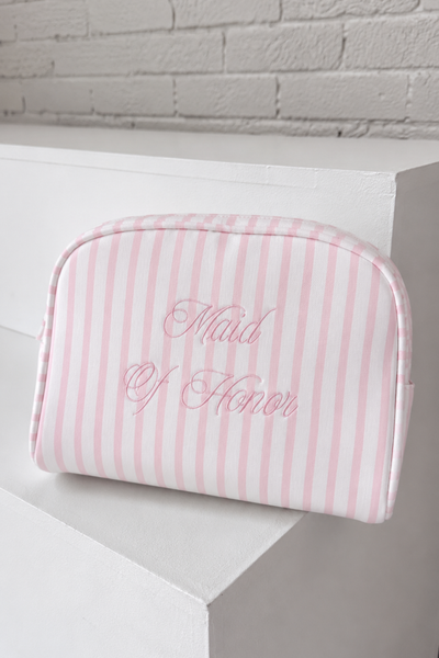 Maid of Honor Striped Cosmetic Bag