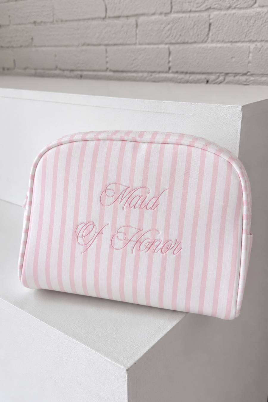 Maid of Honor Striped Cosmetic Bag