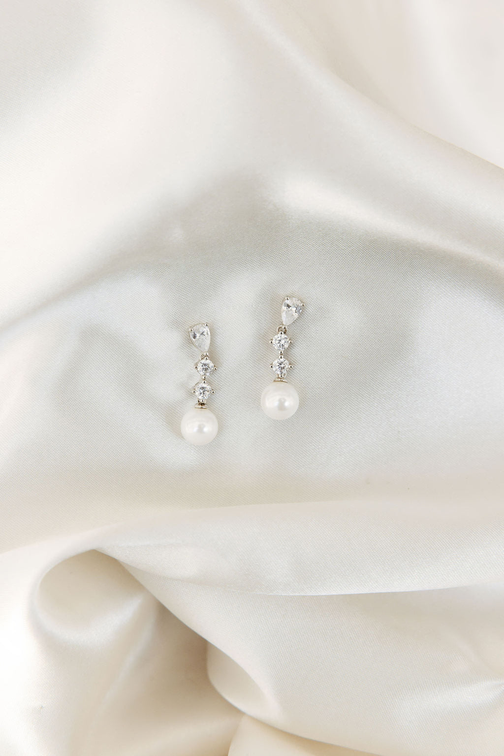 Serenade Earrings: Crystal Studs with Pearl Drop Bridal | Untamed