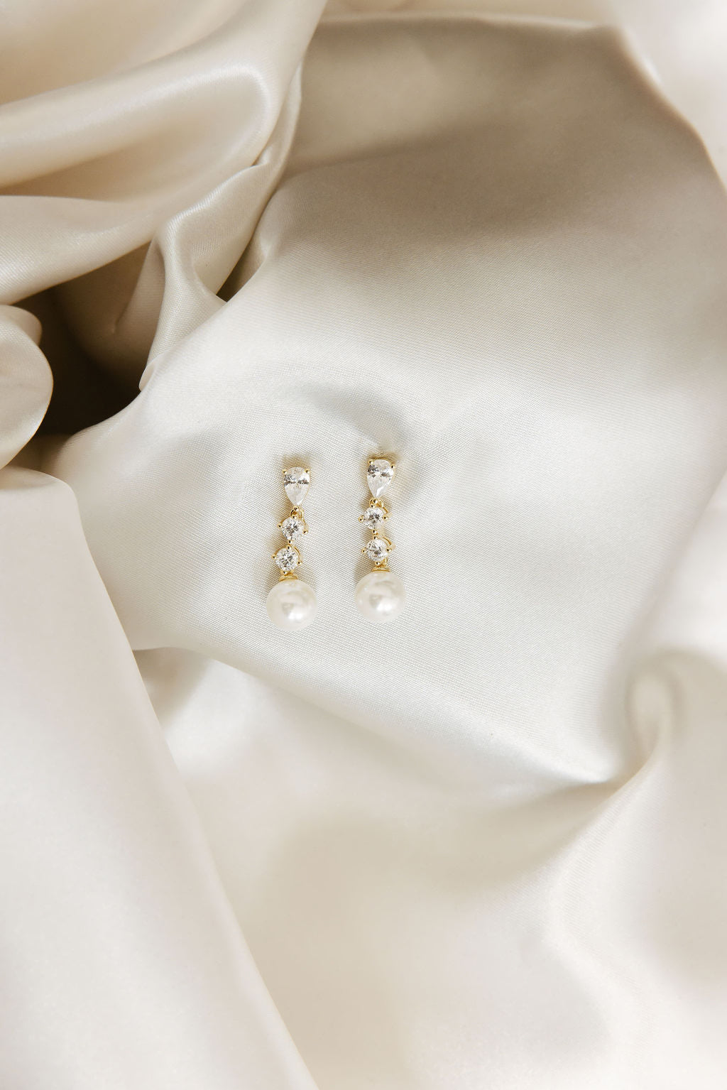 Serenade Earrings: Crystal Studs with Pearl Drop Bridal | Untamed