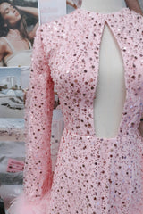 Pink Sequin Feather Dress - SAMPLE SALE