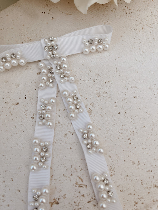 Crystal Pearl Ribbon Bow 2 - SAMPLE SALE