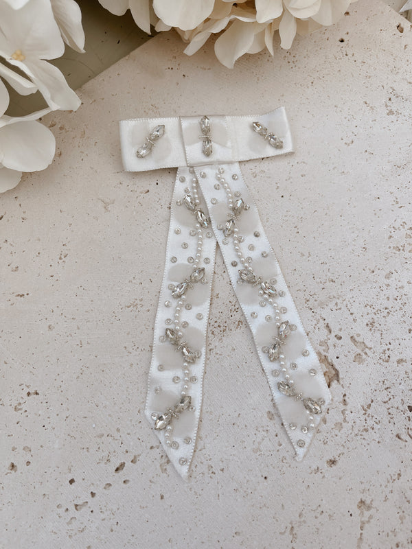 Crystal Pearl Ribbon Bow 3 - SAMPLE SALE