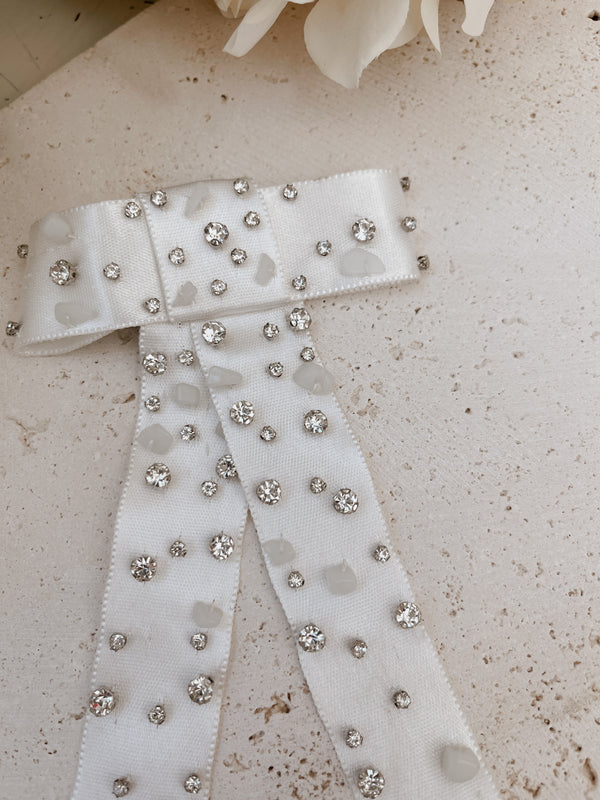 Crystal Pearl Ribbon Bow 1 - SAMPLE SALE