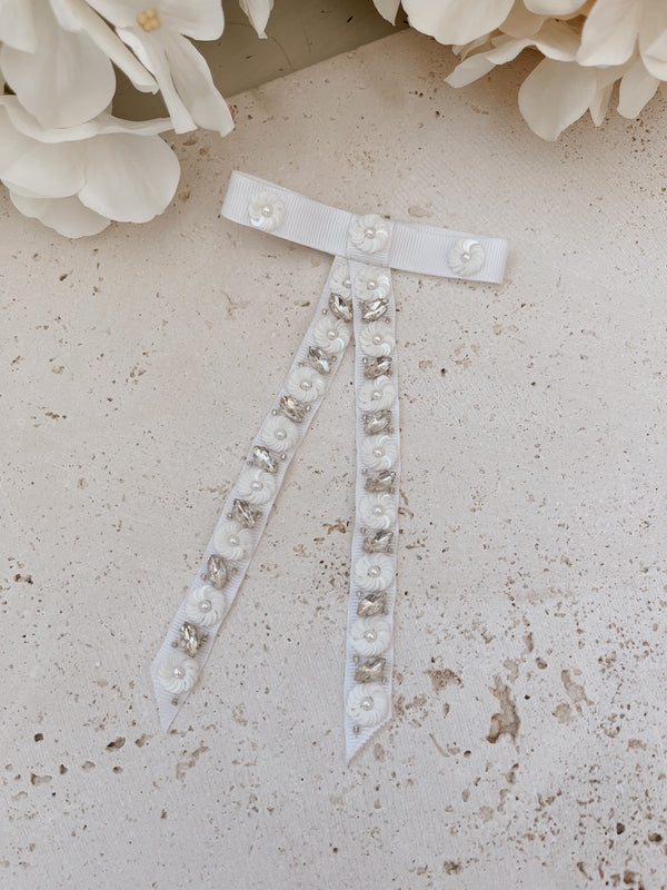 Crystal Pearl Ribbon Bow 7 - SAMPLE SALE