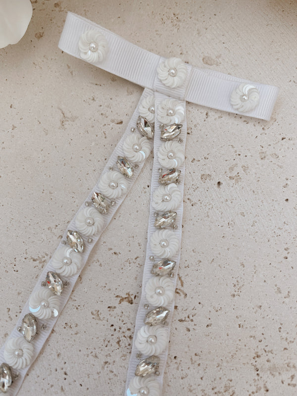 Crystal Pearl Ribbon Bow 7 - SAMPLE SALE