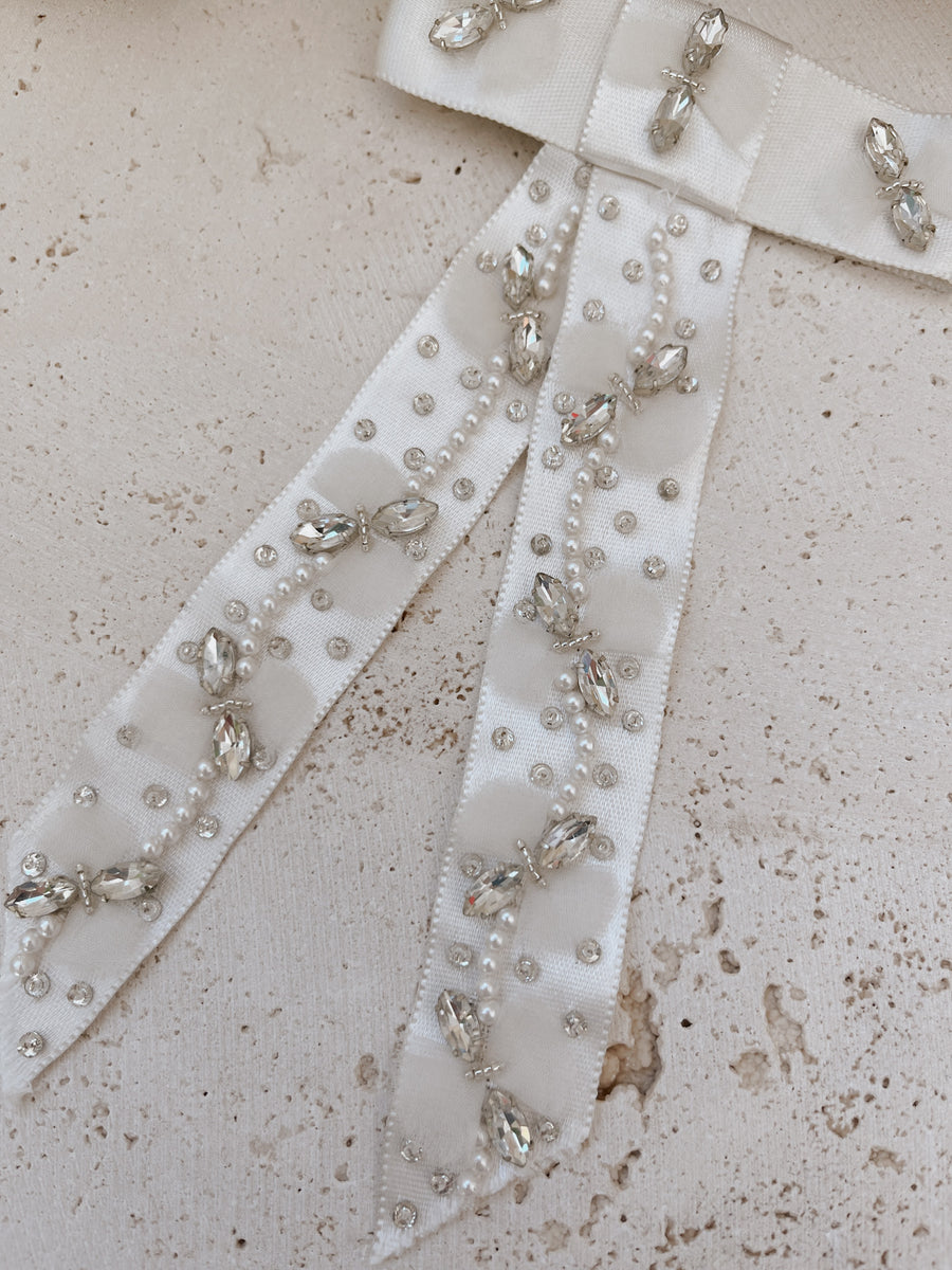 Crystal Pearl Ribbon Bow 3 - SAMPLE SALE