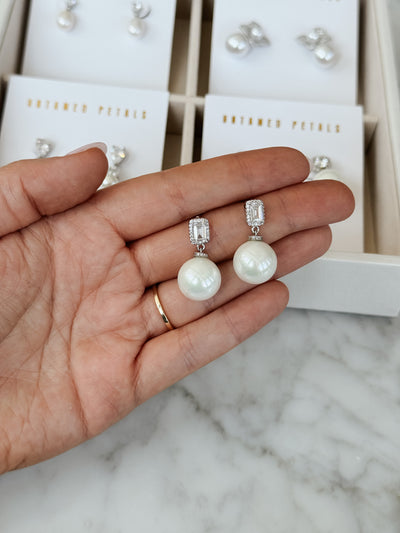 Genevieve Pearl and Crystal Earrings