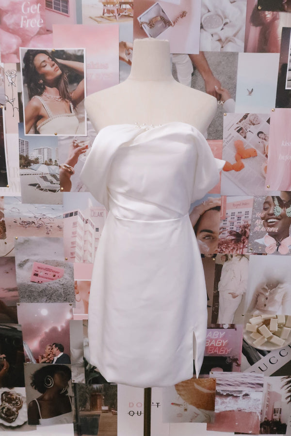 Pearl Off the Shoulder Mini Dress - SAMPLE SALE