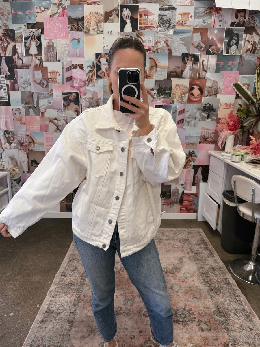 Oversized WHITE Denim Jacket - Sample Sale