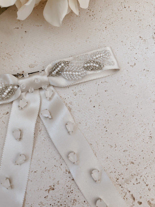 Crystal Pearl Ribbon Bow 5 - SAMPLE SALE