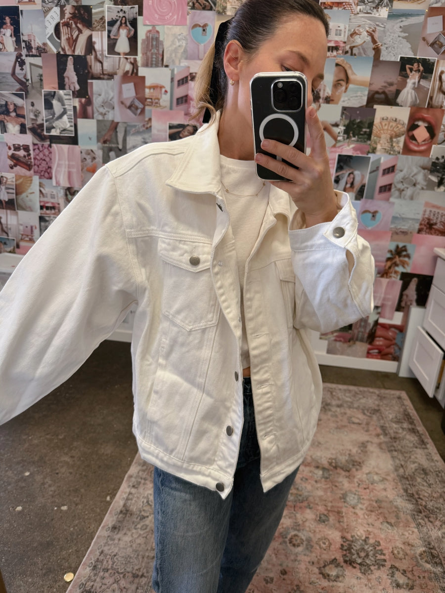 Oversized WHITE Denim Jacket - Sample Sale