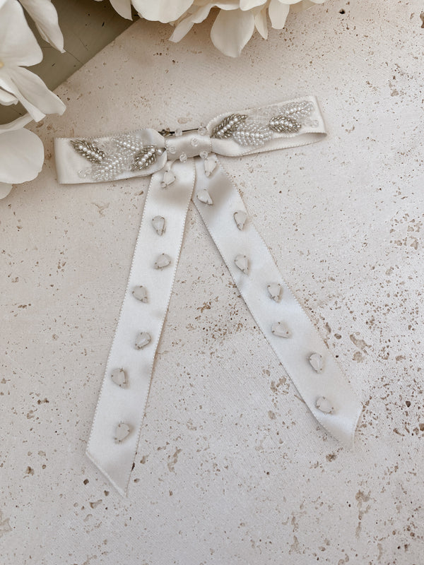 Crystal Pearl Ribbon Bow 5 - SAMPLE SALE