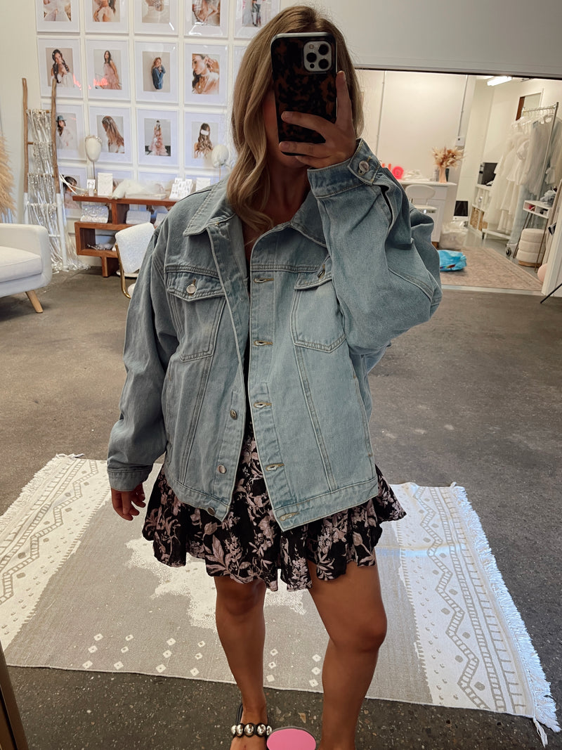 Oversized Pearl Patch Jacket - Plus Size