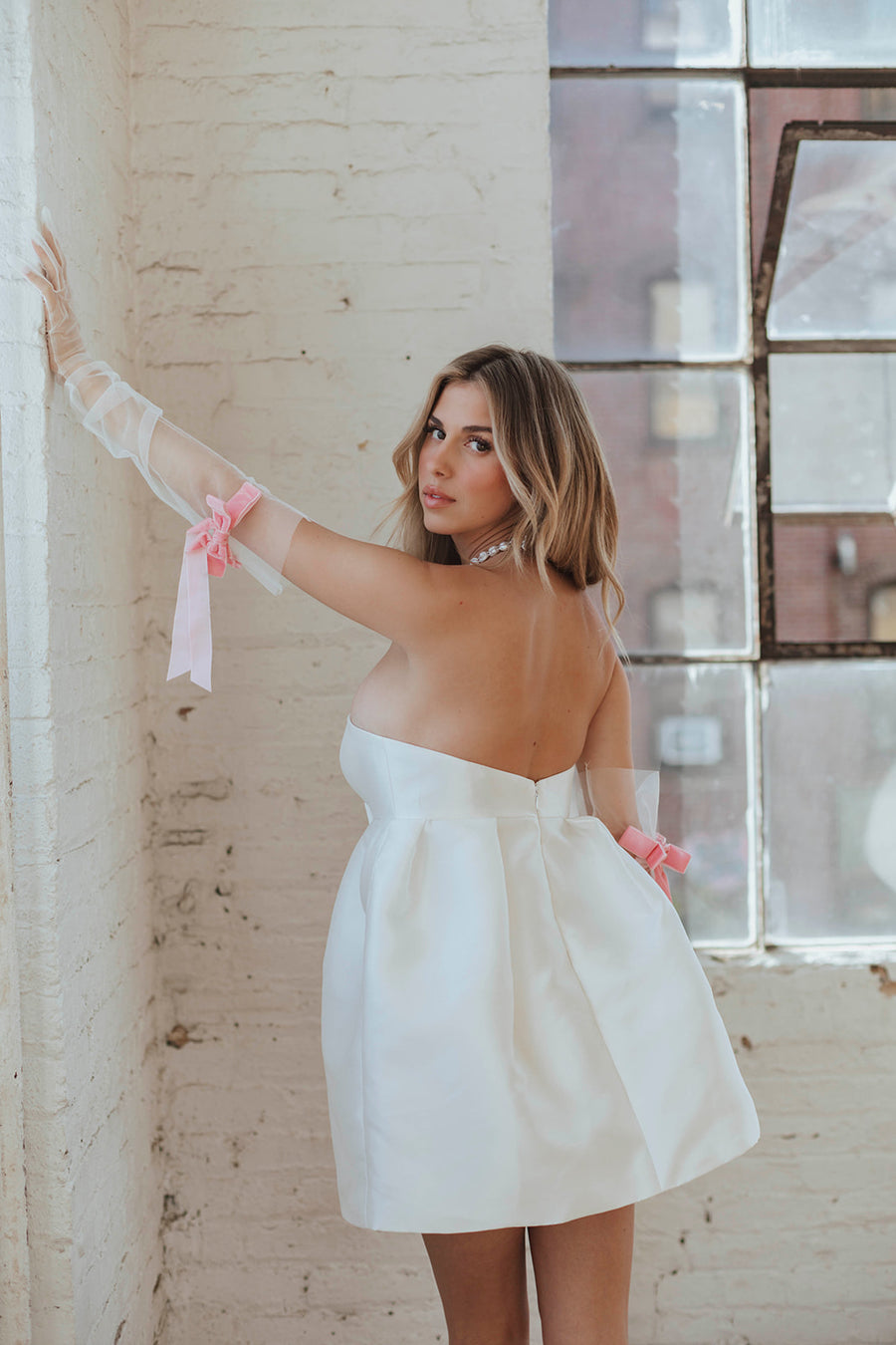 Tiffany Bow Mini Dress - Ivory Tiffany Bow Mini Dress - Ivory