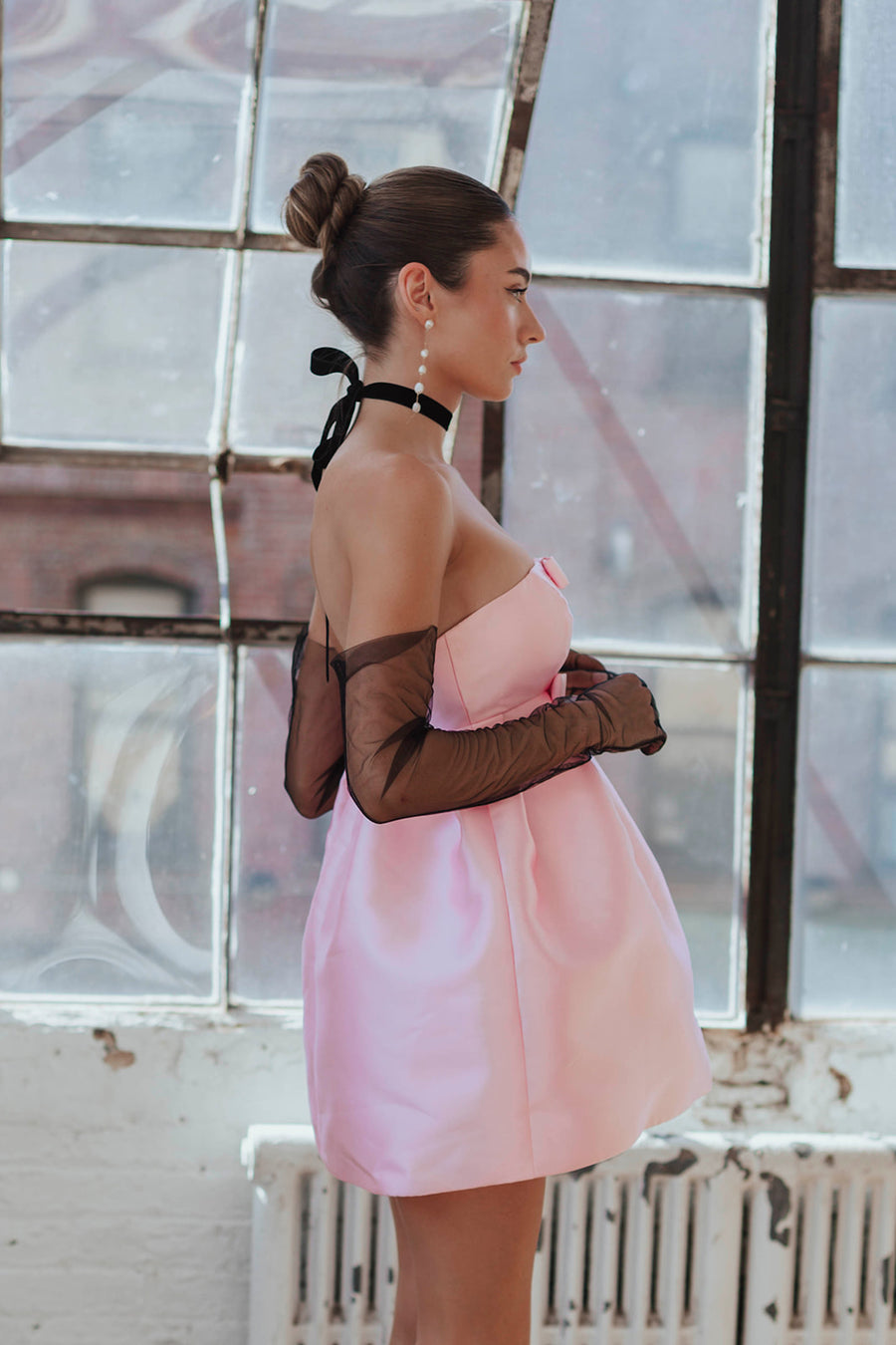 pink dress with black bow Elegant Strapless And Ball Gown on Luulla Fishtail skirt Sugar Thrillz Pastel Goth Twill