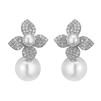 Magnolia Pearl and Crystal Earrings