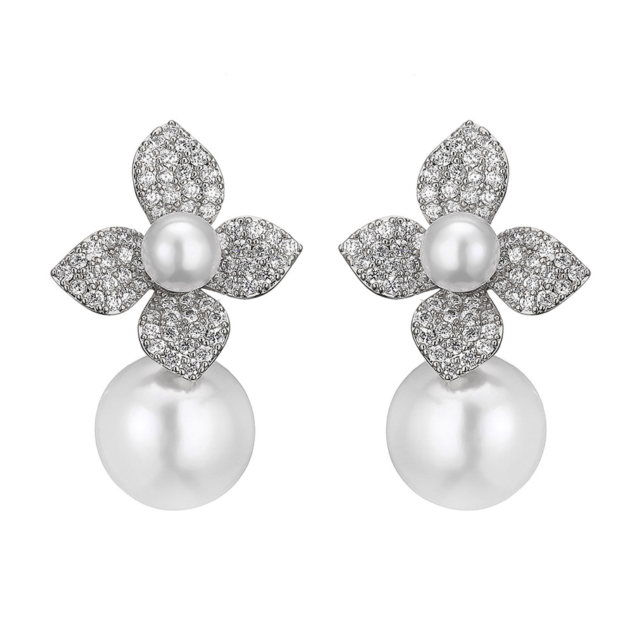 Magnolia Pearl and Crystal Earrings