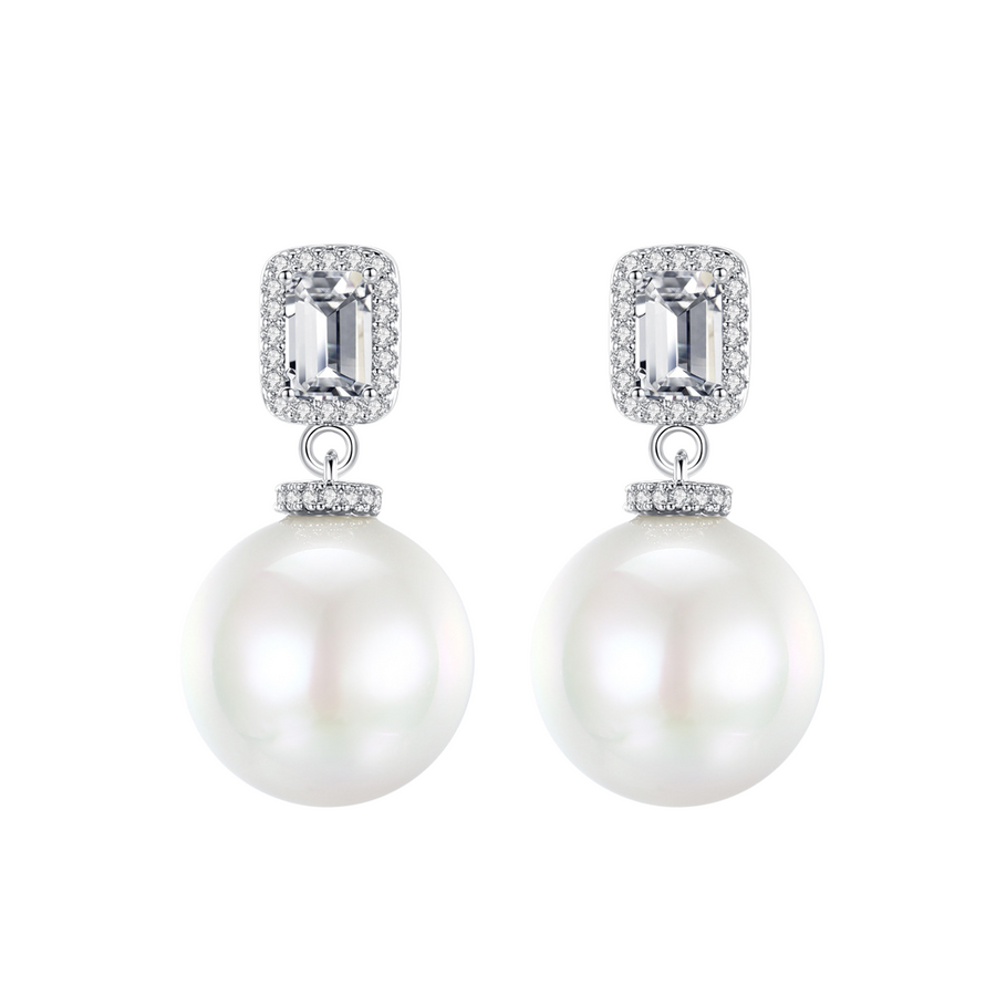 Genevieve Pearl and Crystal Earrings