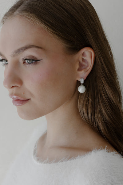Genevieve Pearl and Crystal Earrings