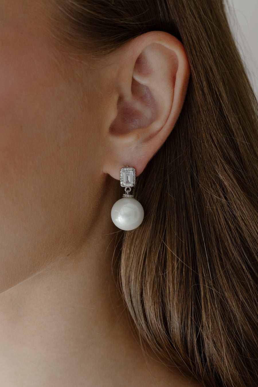 Genevieve Pearl and Crystal Earrings