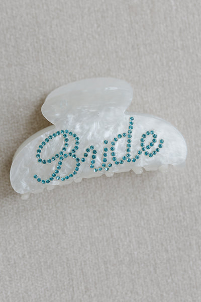 Something Blue BRIDE Crystal Claw Clip