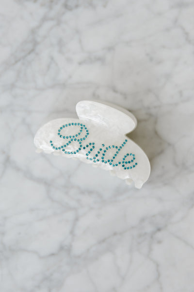 Something Blue BRIDE Crystal Claw Clip