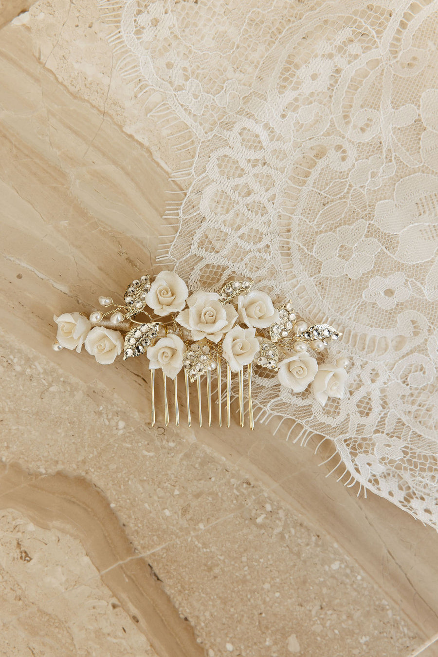 Victoria Crystal Floral Comb