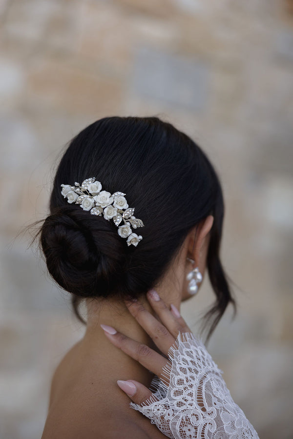 Victoria Crystal Floral Comb