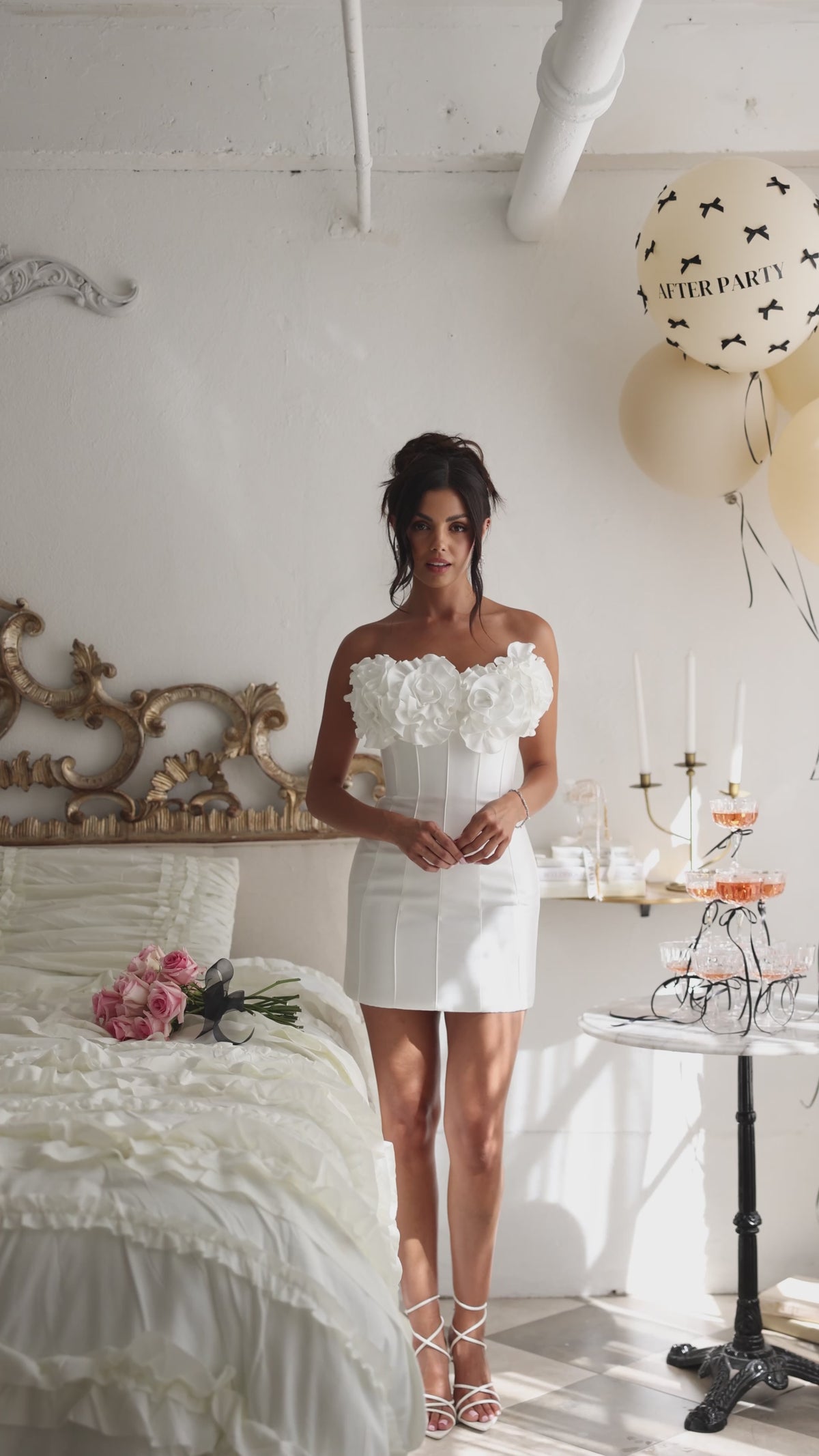 open lace back dress Manor Mini - White Bridal Mini Dress