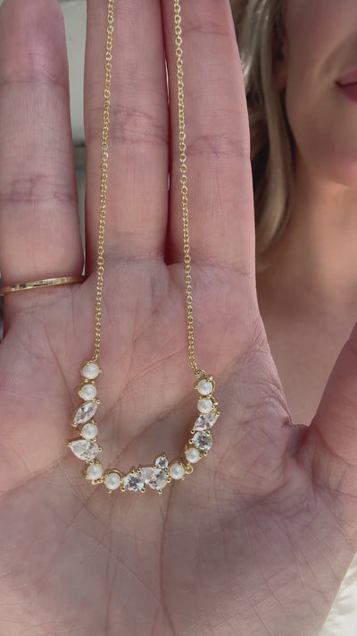 Cleo Pearl and Crystal Necklace