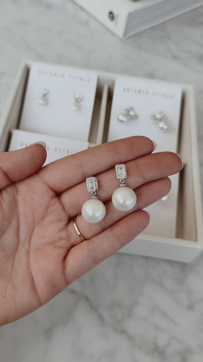 Genevieve Pearl and Crystal Earrings