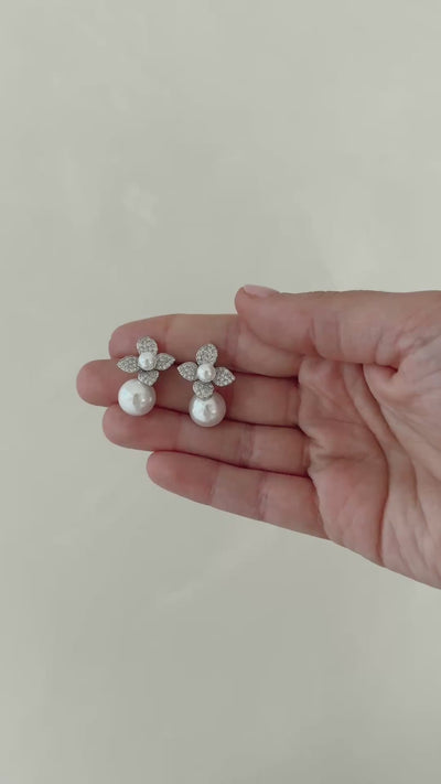 Magnolia Pearl and Crystal Earrings