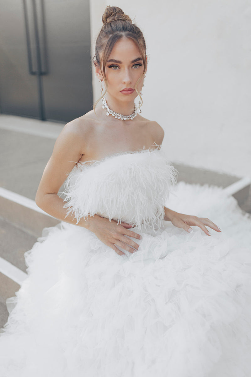 Social Hour Feather Top - SAMPLE SALE