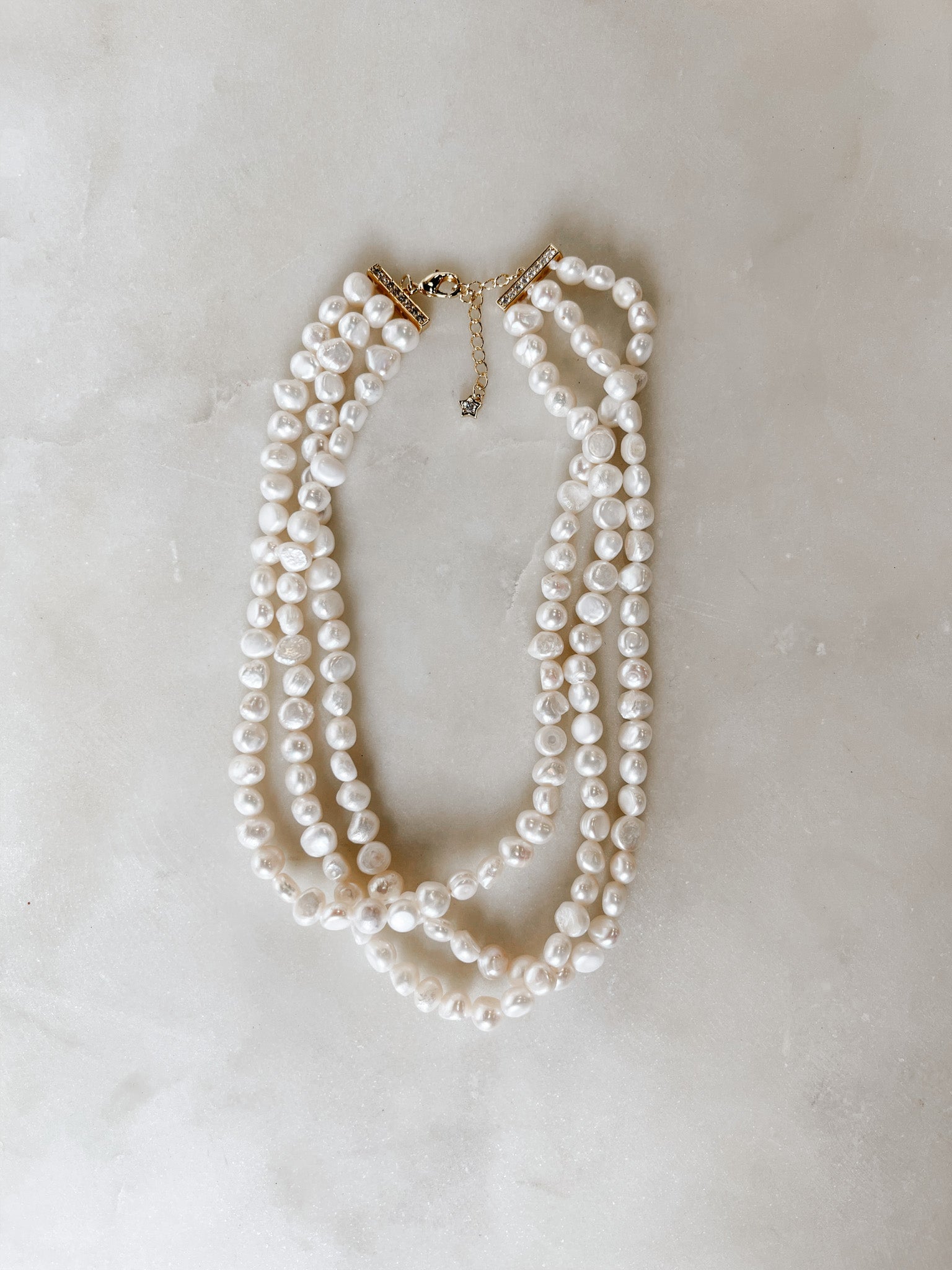 White shops Gold Pearl Necklace - Freshwater Pearl Choker Open Necklace paid $250