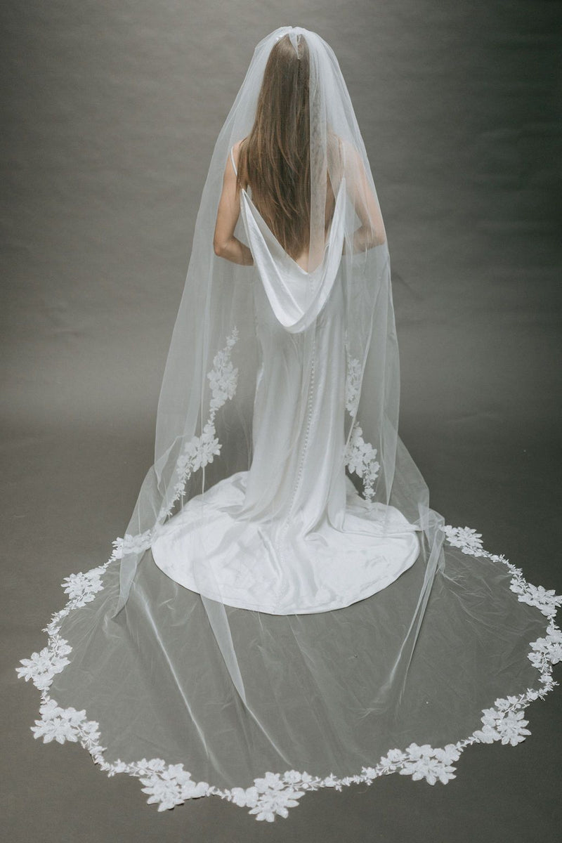 1pc Women Faux Pearl Charm Elegant Bridal Trailing Veil For