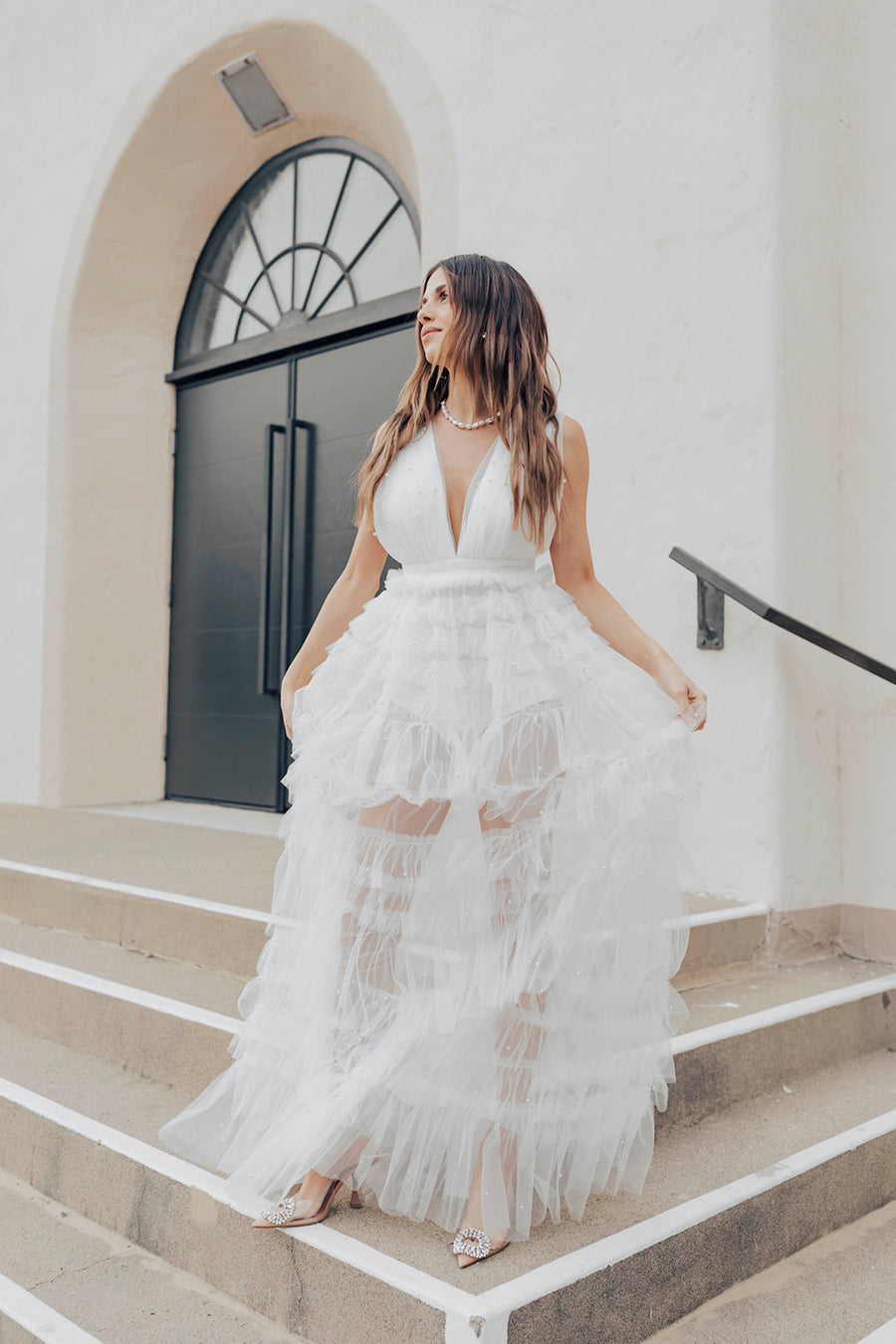 Untamed Petals Baroness Pearl Gown | Pearl Bridal Ruffle Gown | Ivory | Size Medium Untamed Petals Baroness Pearl Gown | Pearl Bridal Ruffle Gown | Ivory | Size Medium