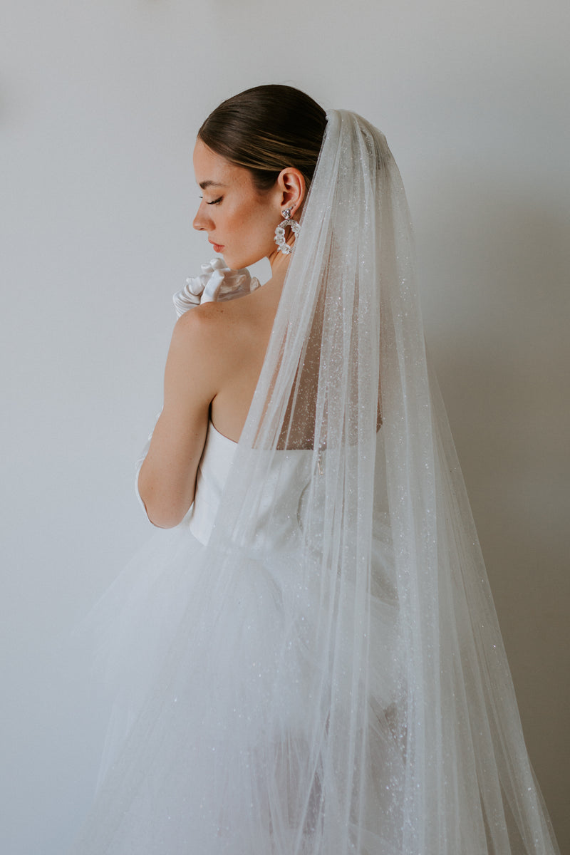 Twigs & Honey Crystal Bridal Veil - Rose Bubbles Chapel Veil - Style #964