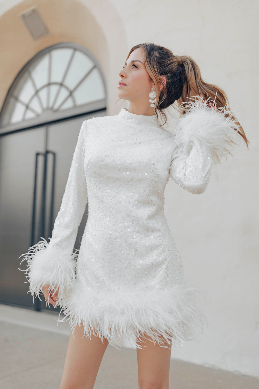 white christmas dresses Zapaka Women White Lace Cocktail Dress Off The Shoulder High Low Party Dress, White / L