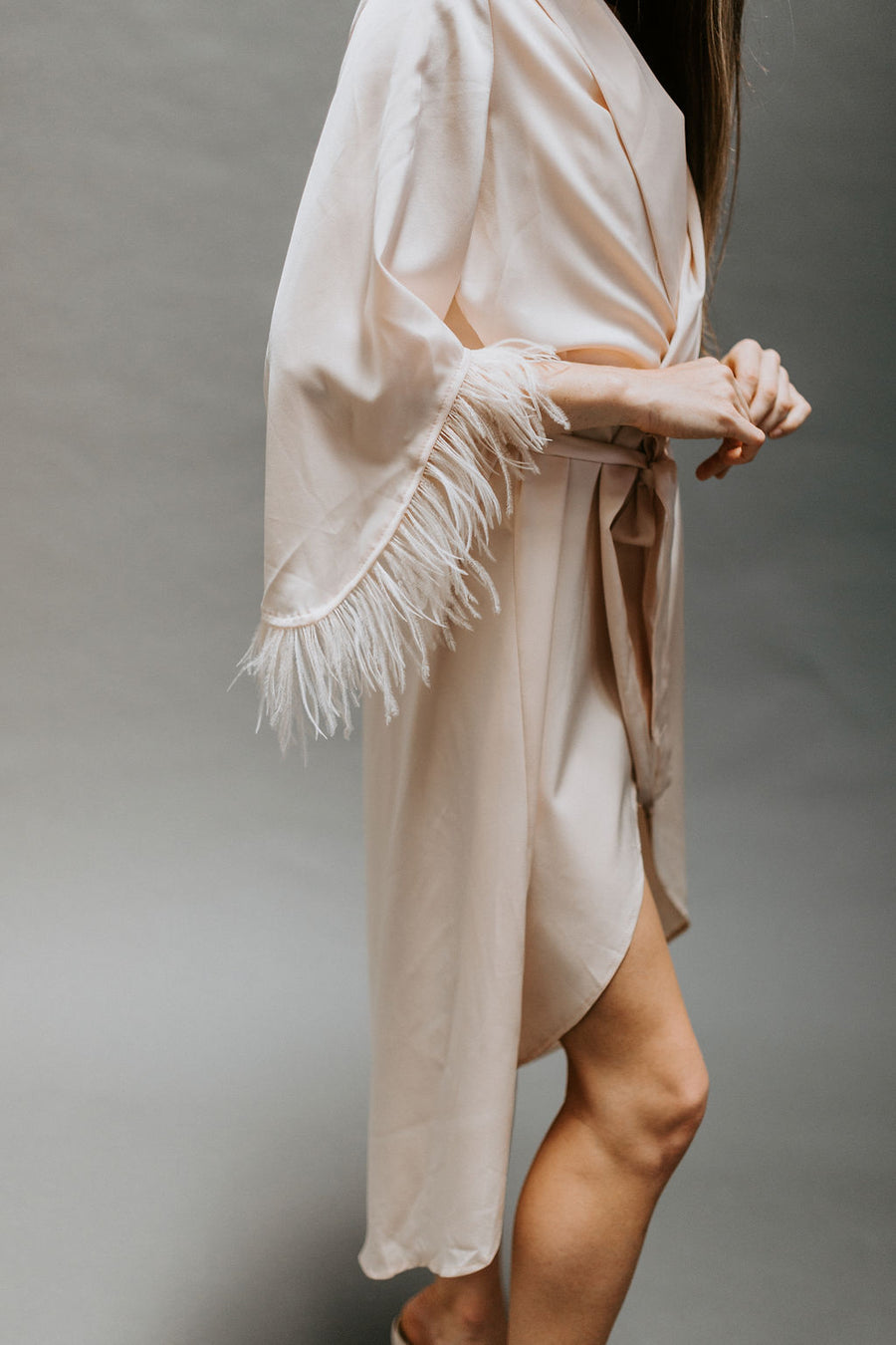 Ellis Feather Robe - Blush