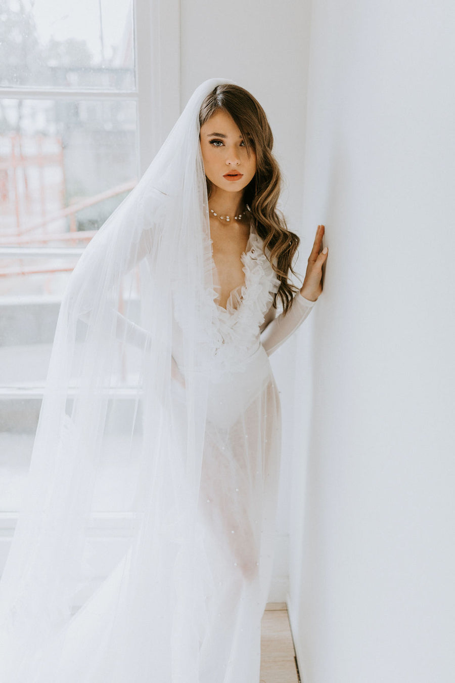 Fiona Veil Two Tier with Pearls - Sample Sale