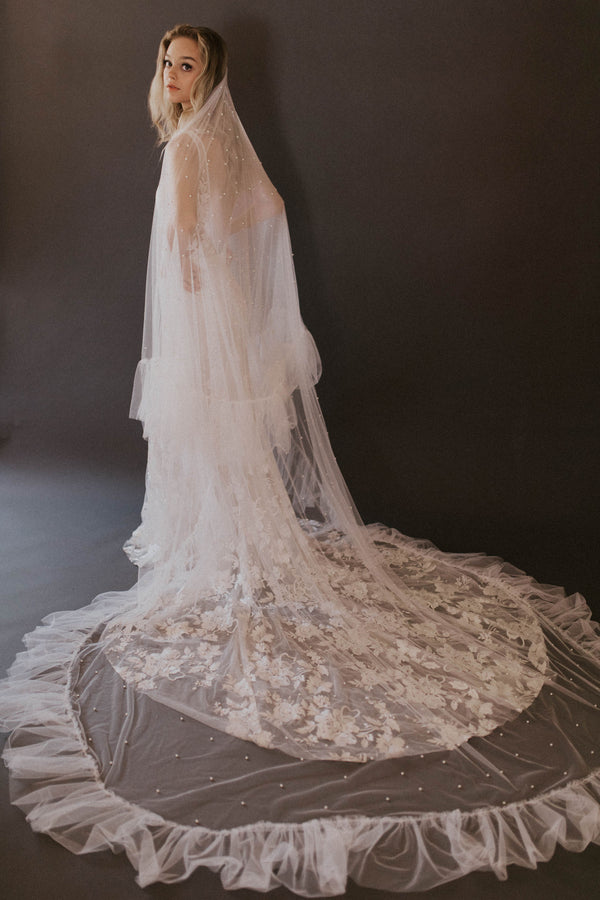 Fiona Veil Two Tier with Pearls - Sample Sale