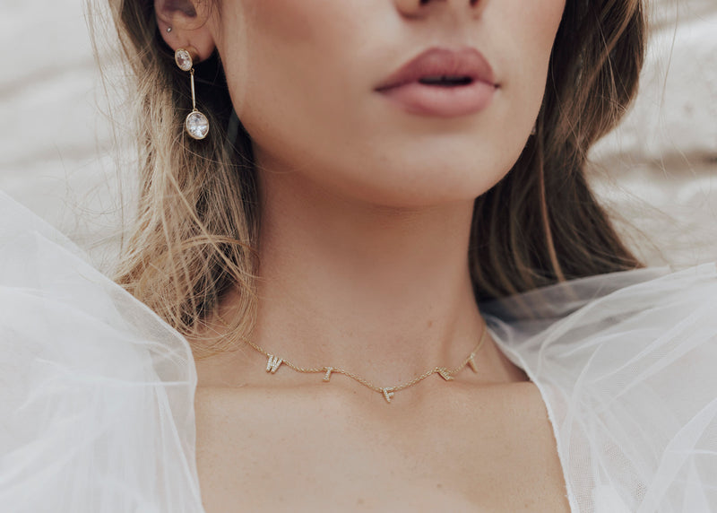 WIFEY SPACED out Pave Necklace